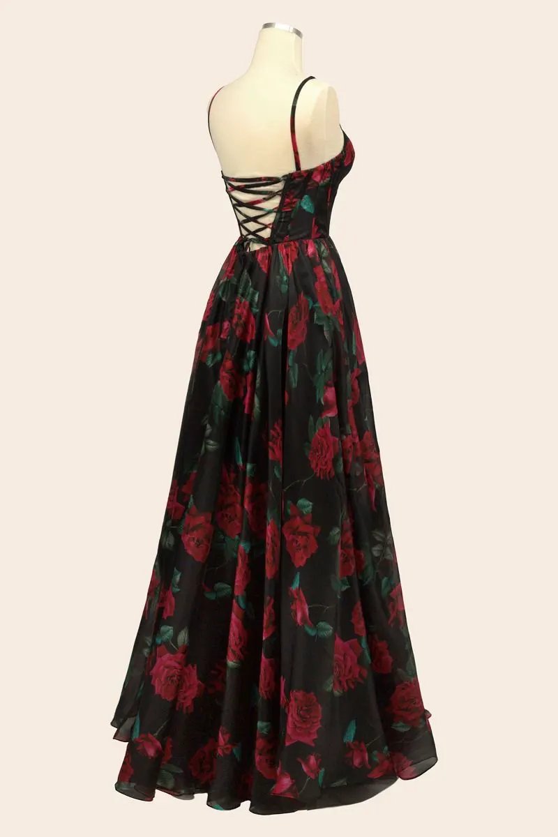 Rose Print Organza Gown by Tux-USA