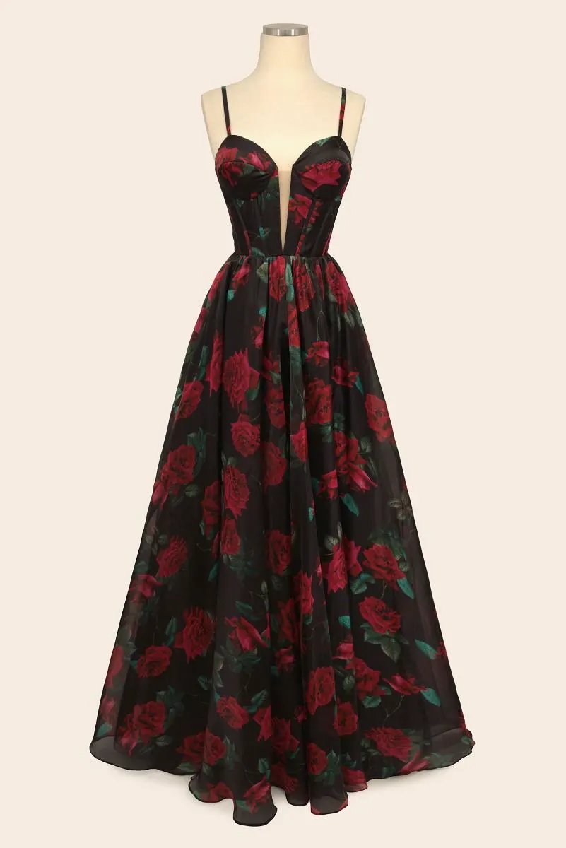 Rose Print Organza Gown by Tux-USA