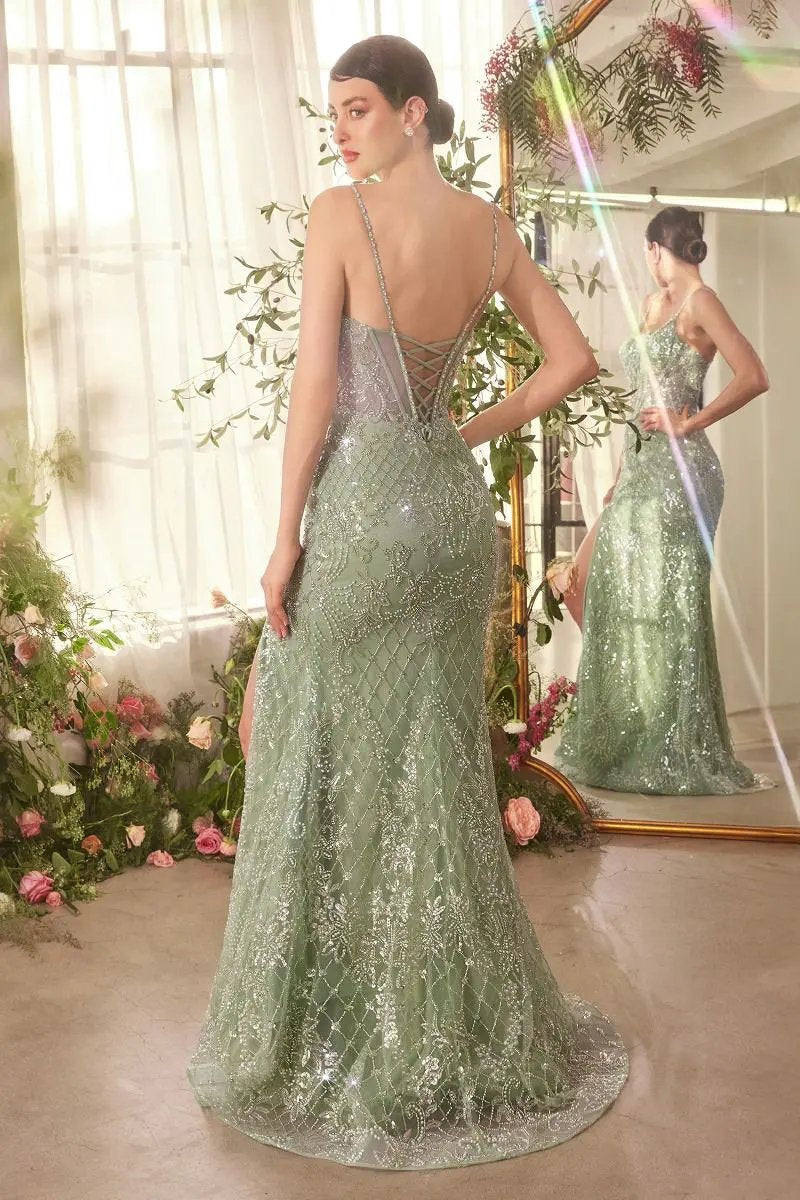 Crystal Neckline Beaded Gown by Tux-USA