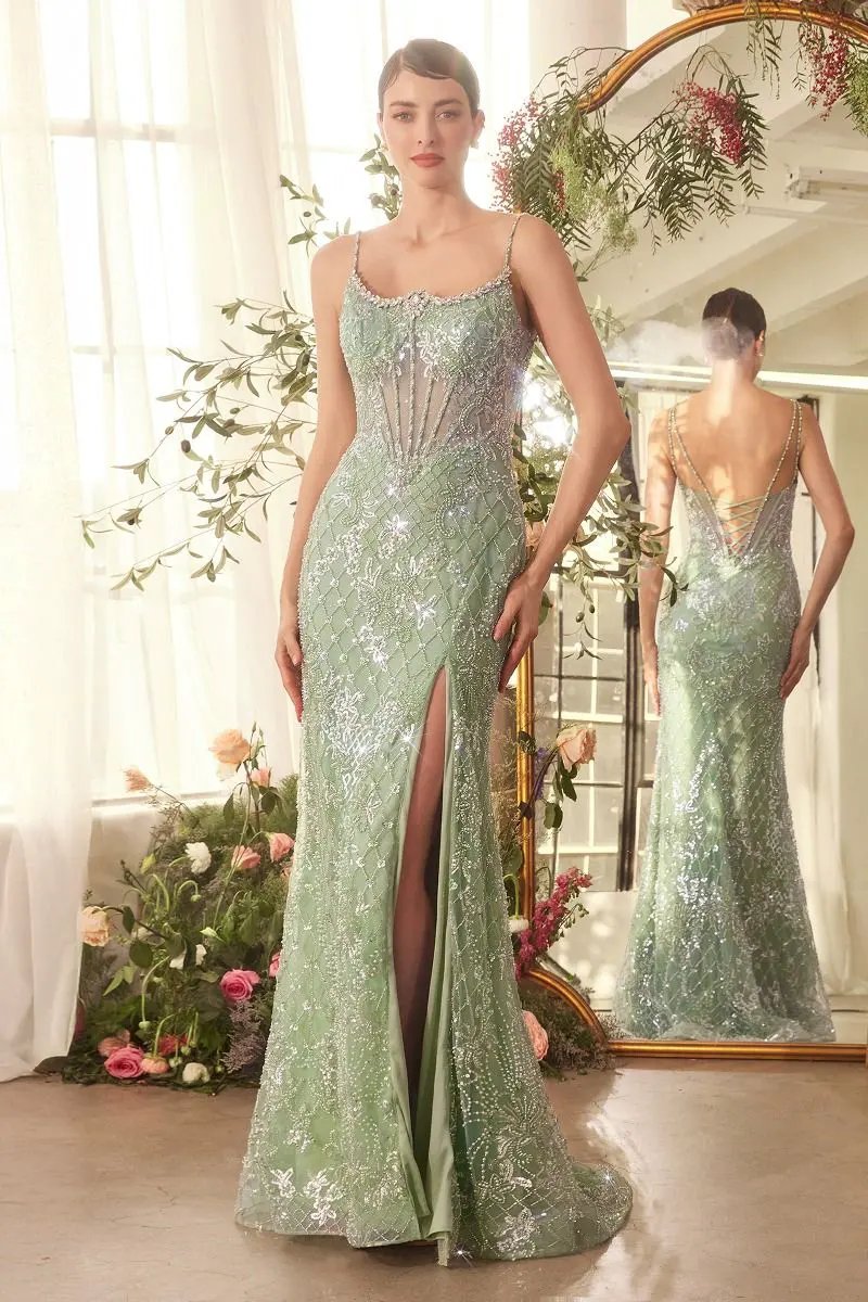 Crystal Neckline Beaded Gown by Tux-USA