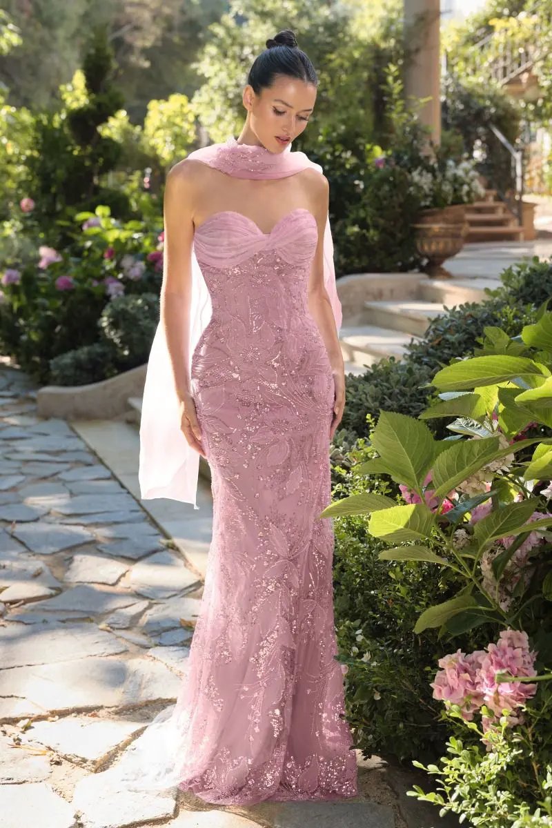 Strapless Sequin Embellished Fitted Dress by Partner Label