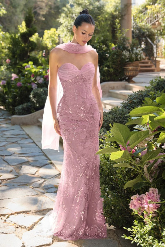 Strapless Sequin Embellished Fitted Dress-0