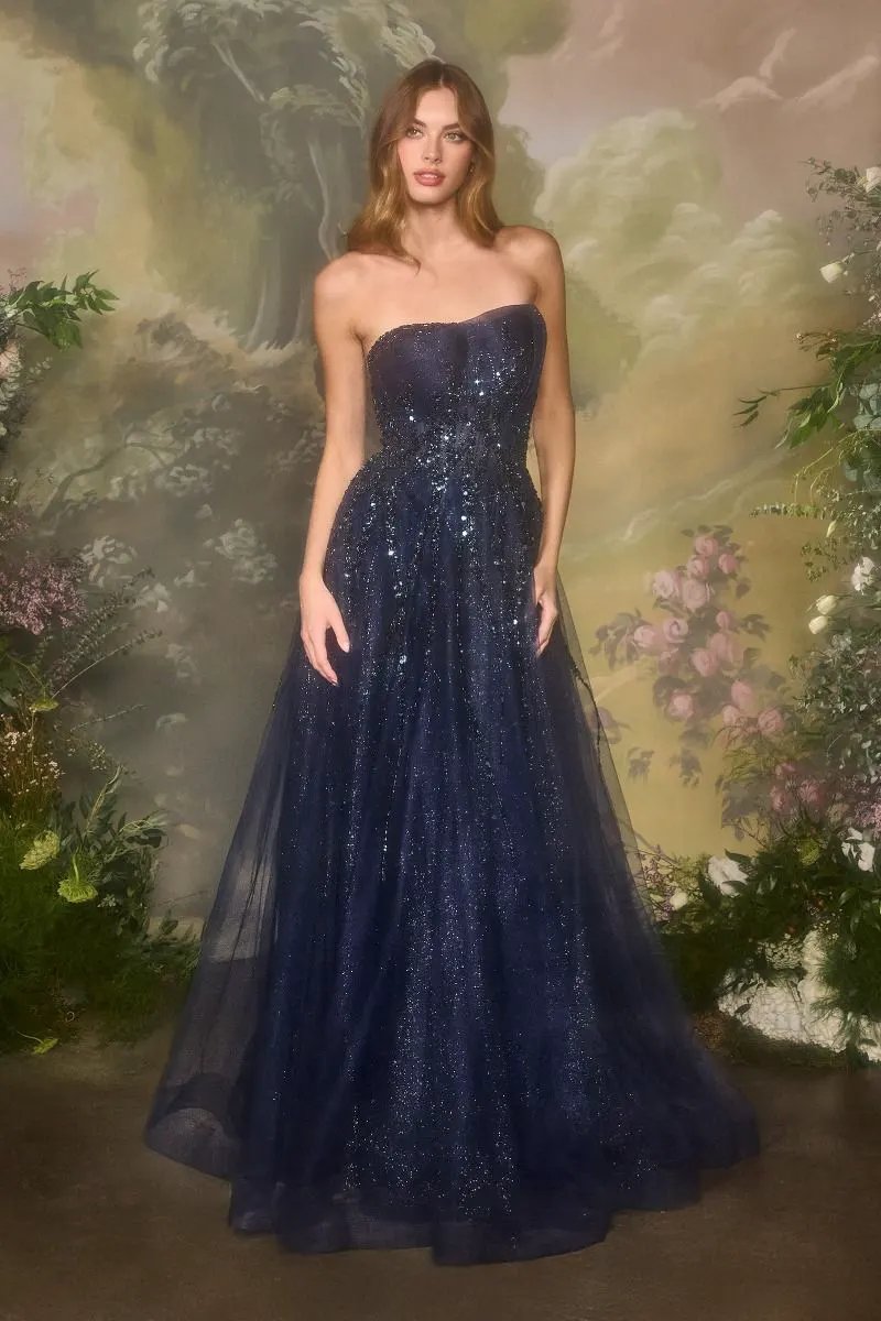 Strapless Ombre Beaded Dress by Partner Label