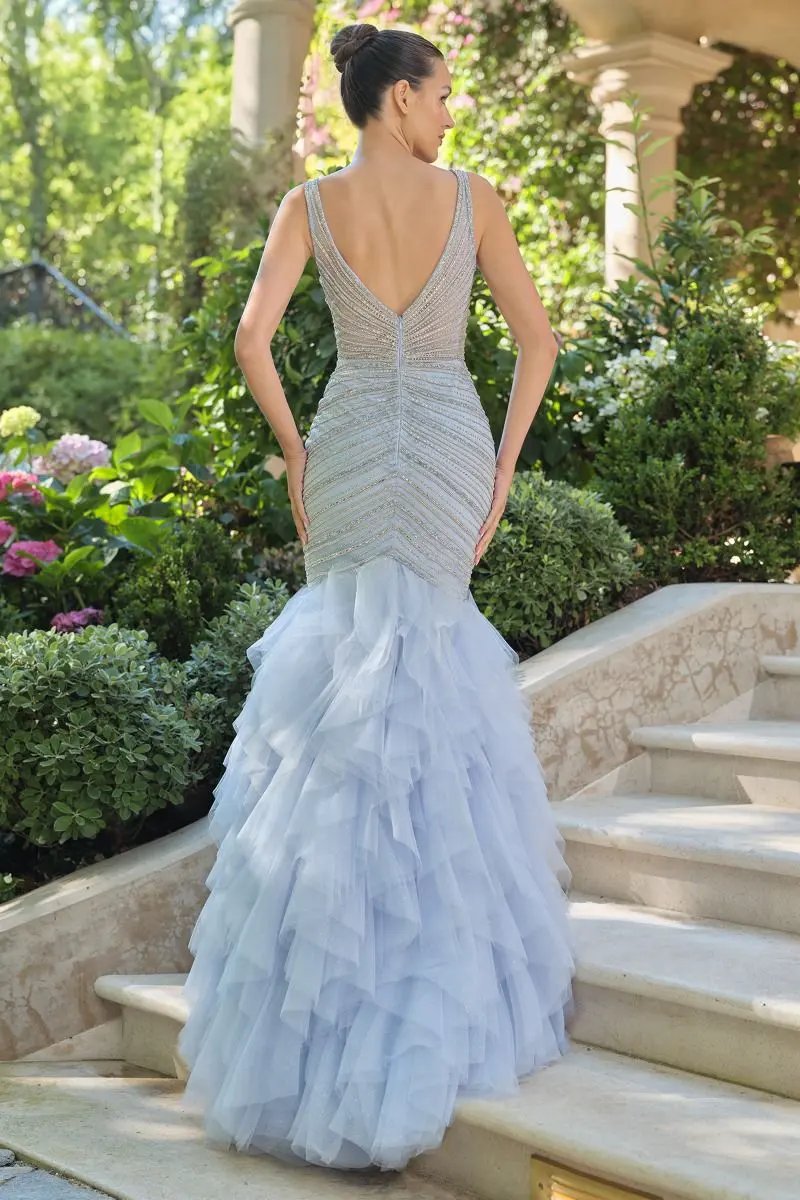Fully Embellished & Tull Mermaid Gown by Tux-USA