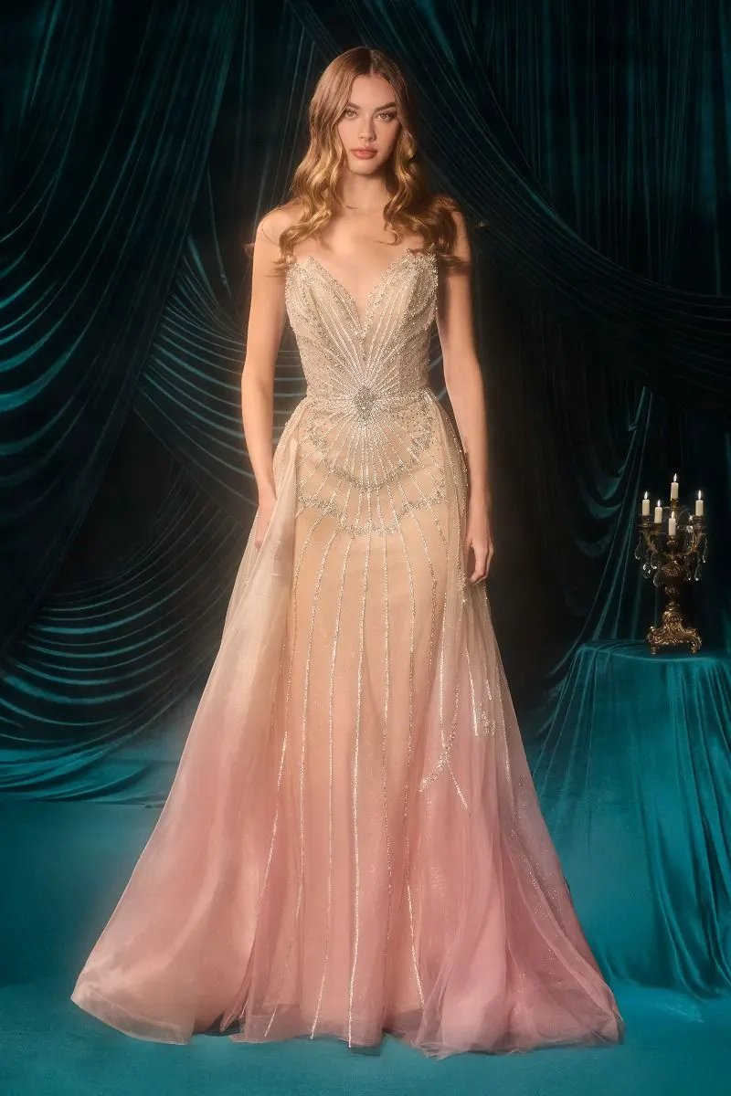 Celestial Ombre Sweetheart Gown with Sheer Overskirt by Partner Label