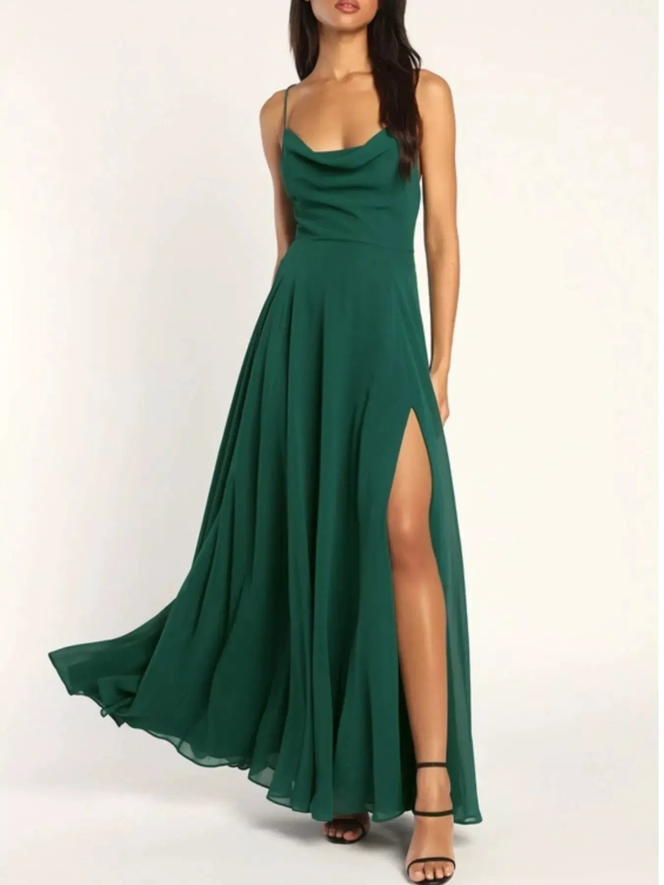 Slit Cowl Neck Maxi Dress by Partner Label