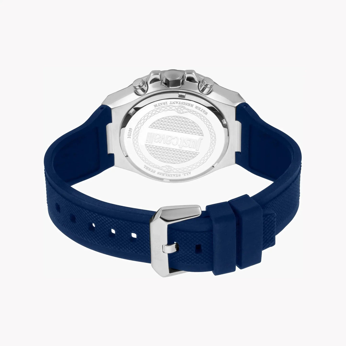 Just Cavalli Men's Blue Silicone Watch, Silver Dial | Jc1g139p0035 by JUST CAVALLI