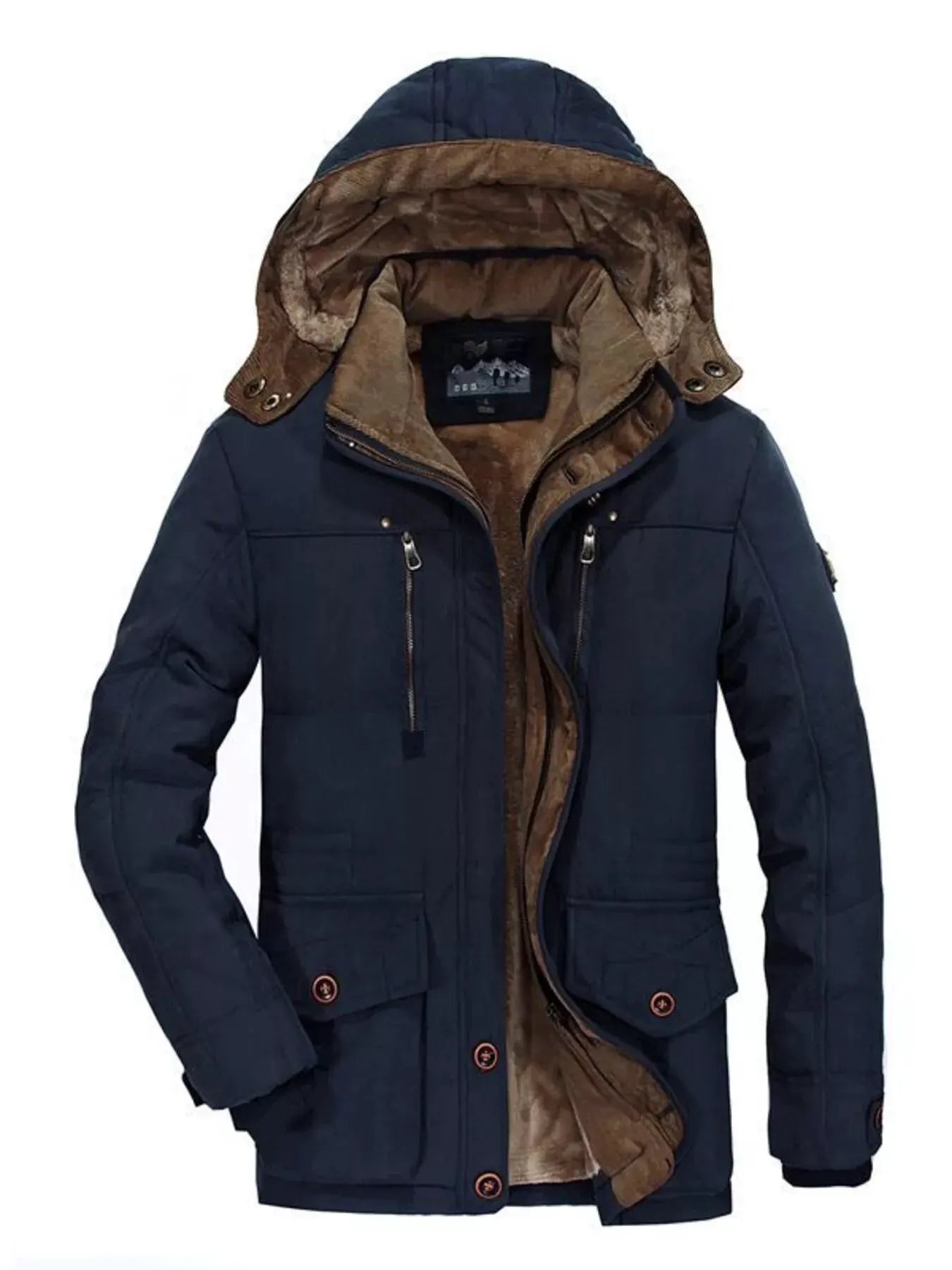 Men's Plus Size Winter Warm Hooded Parka Coat by Partner Label