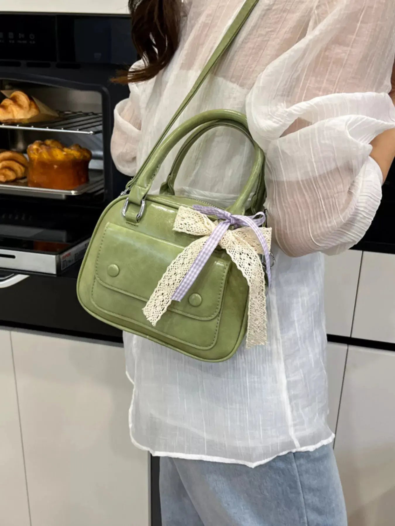 Bow Decor Top Handle Handbag by Partner Label