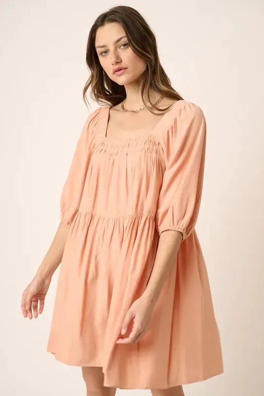 Mittoshop Pintuck Detail Tie Back Mini Dress by Mittoshop