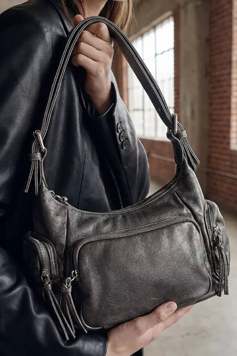 Fame Multi Pocket Leather Shoulder Bag by Partner Label