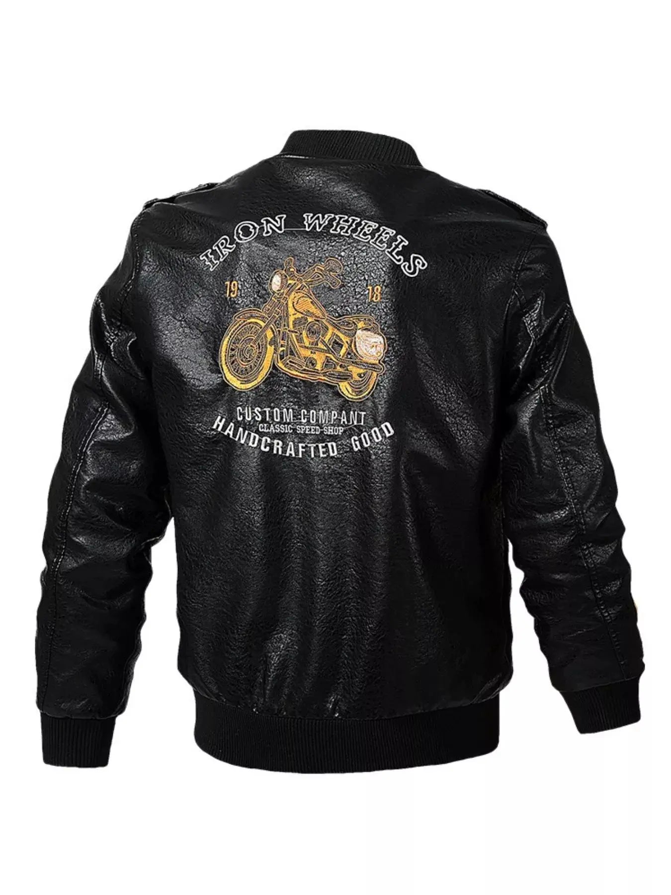 Men's Plus Size Zip Up Leather Jacket by Partner Label