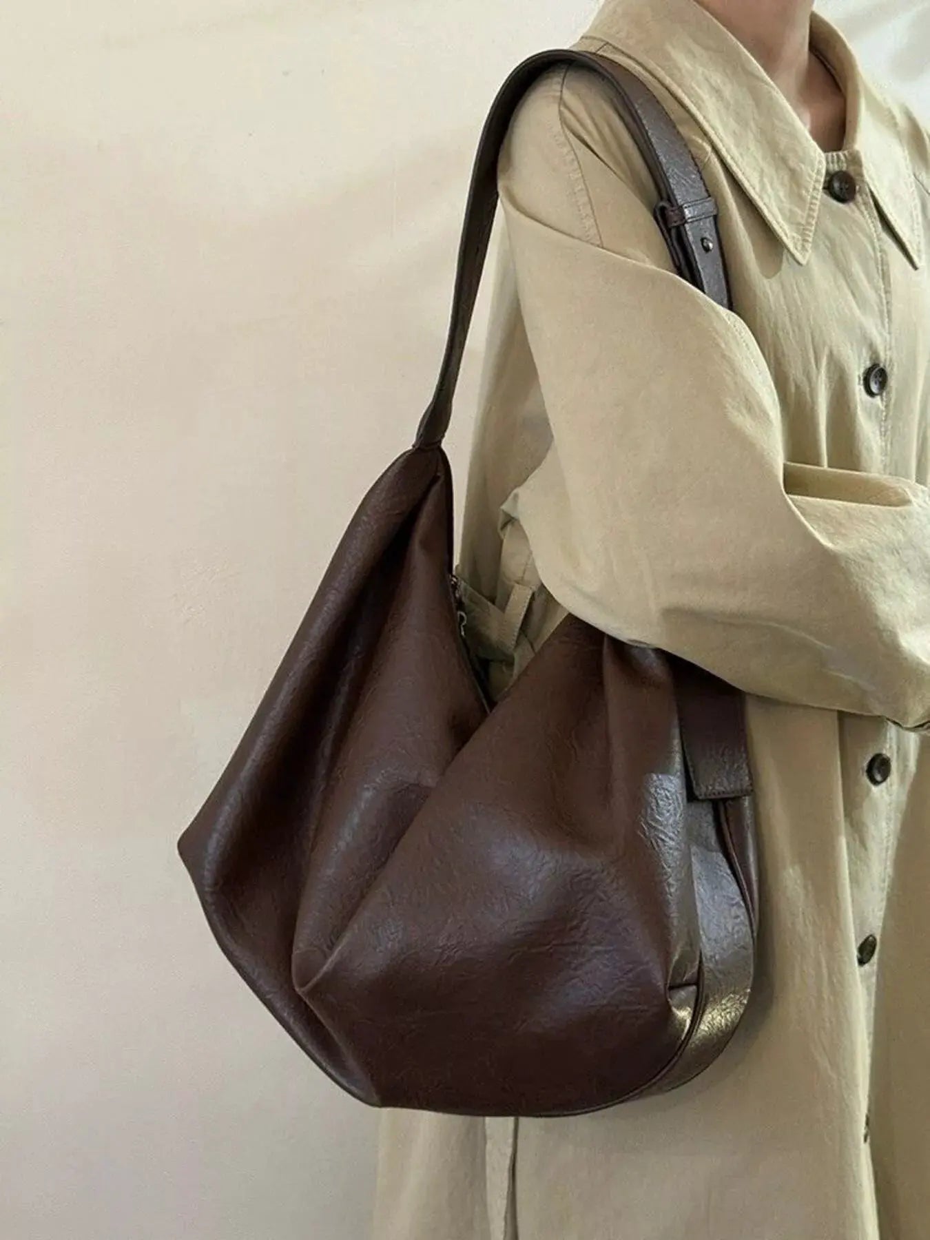 Large Capacity Faux Leather Tote Bag by Partner Label