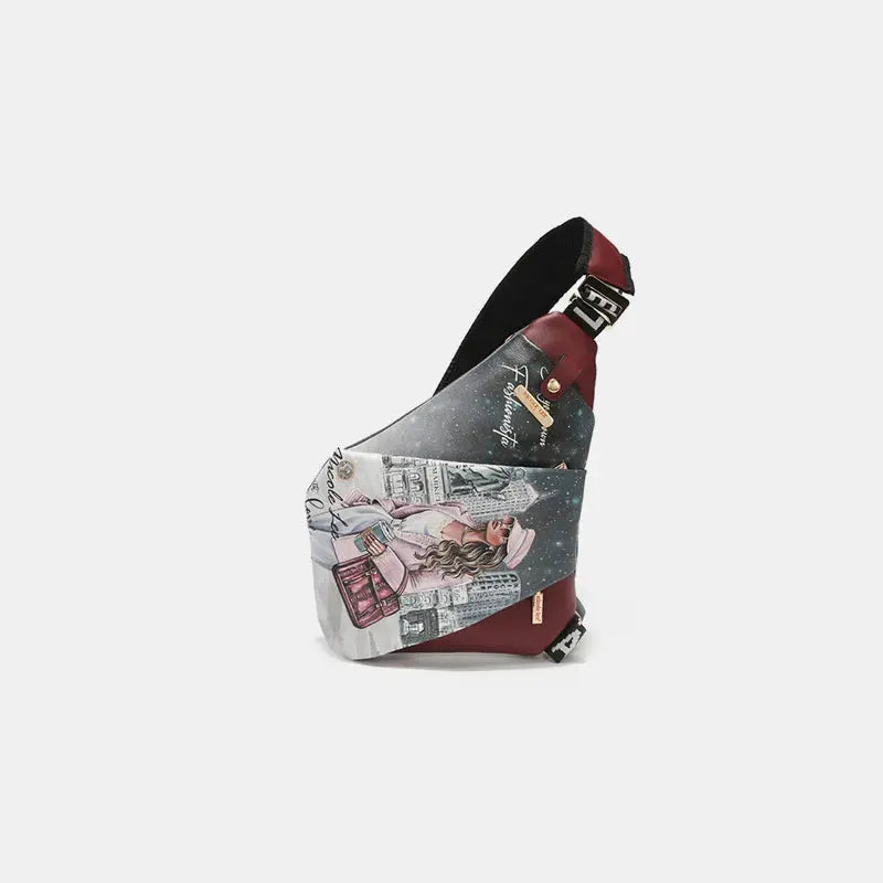 Nicole Lee USA Vegan Leather Leopard & Lip Pattern Crossbody Bag by Nicole Lee USA