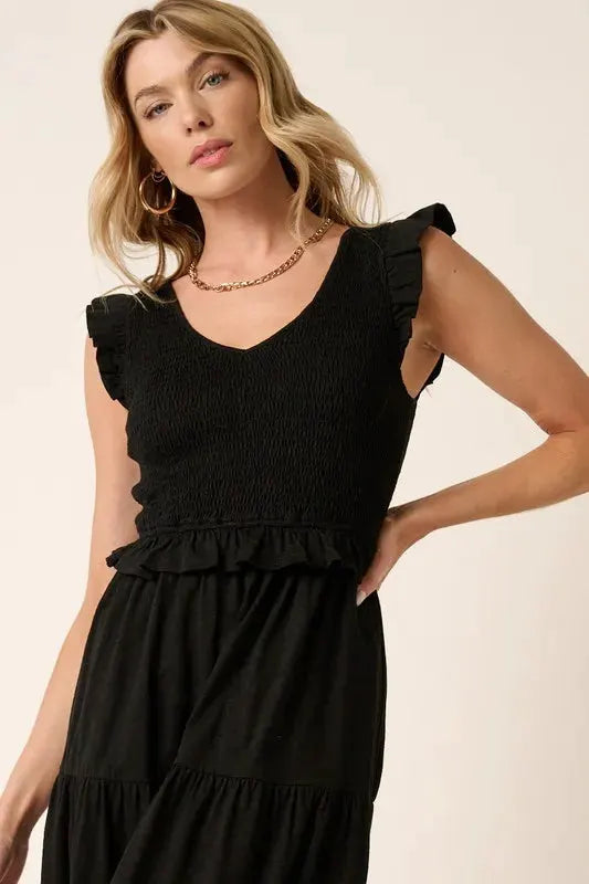 Mittoshop Smocked Ruffled Tiered Midi Dress by Mittoshop