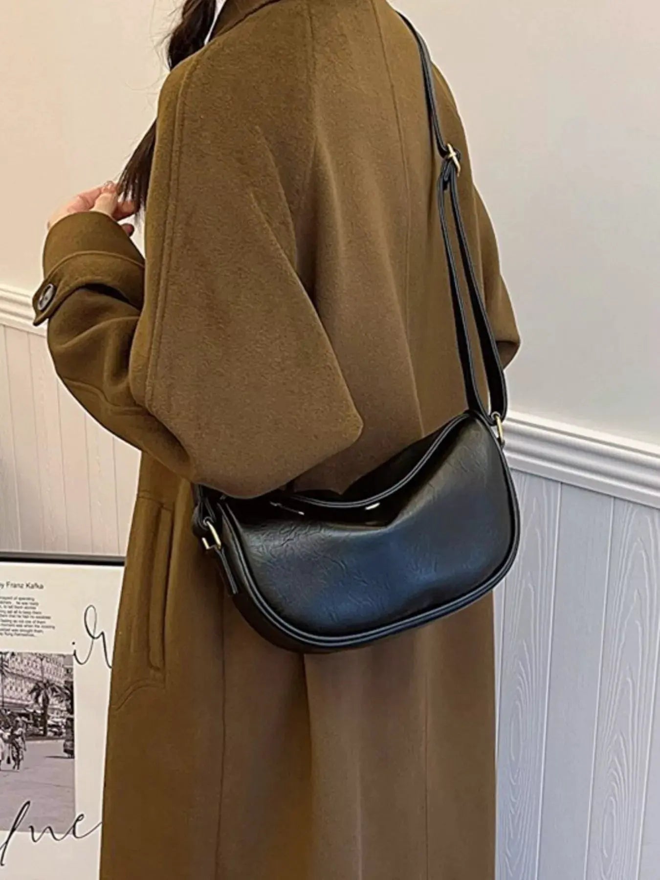 Elegant PU Leather Crescent Crossbody Bag by Partner Label