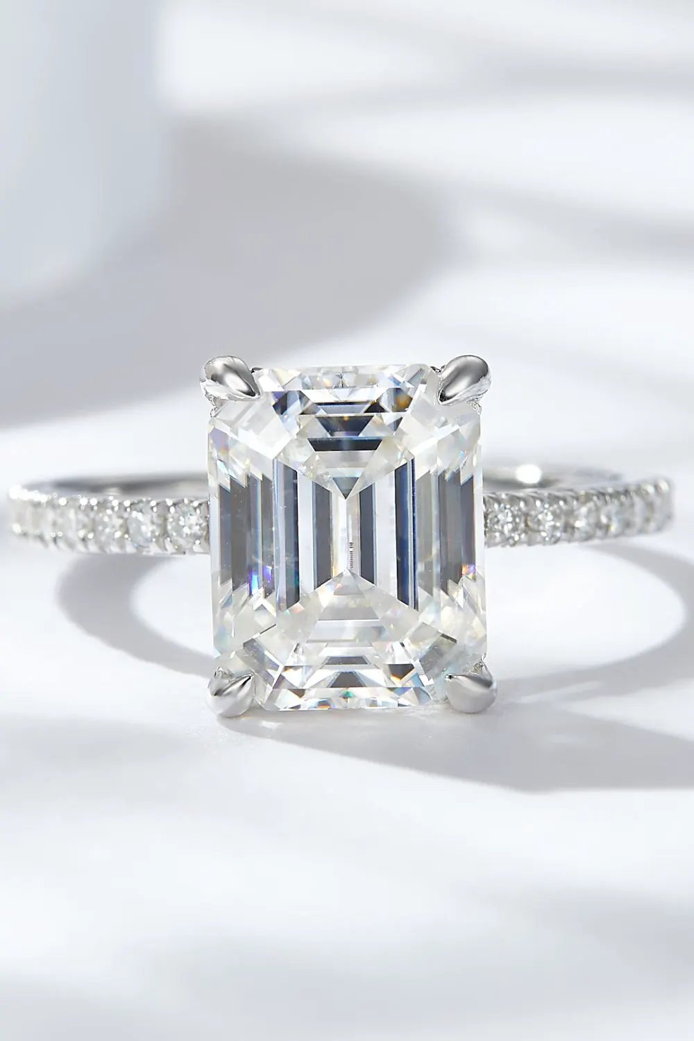 Emerald Cut 4 Carat Moissanite Side Stone Ring by Partner Label