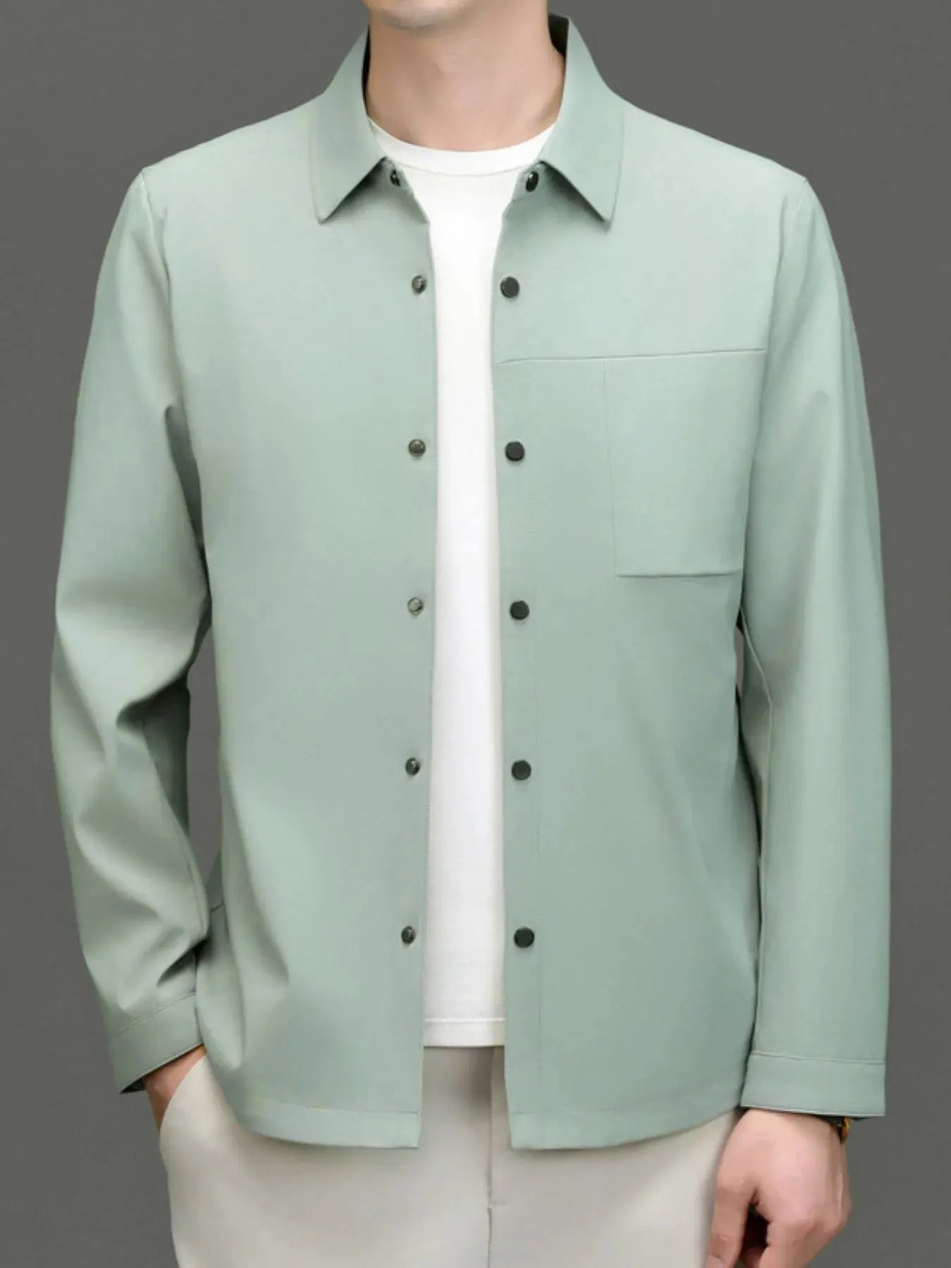 Men's Plus Size Button Up Long Sleeve Jacket by Partner Label