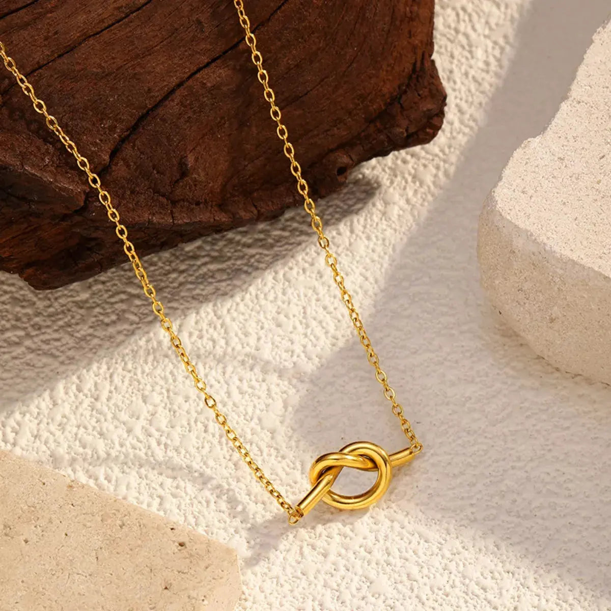 18K Gold-Plated Knot Pendant Necklace by Partner Labels