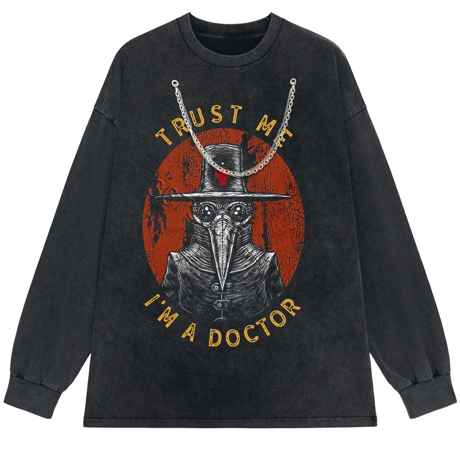 Funny Plague Doctor Graphic T-Shirt Men Cotton Streetwear Tee-2