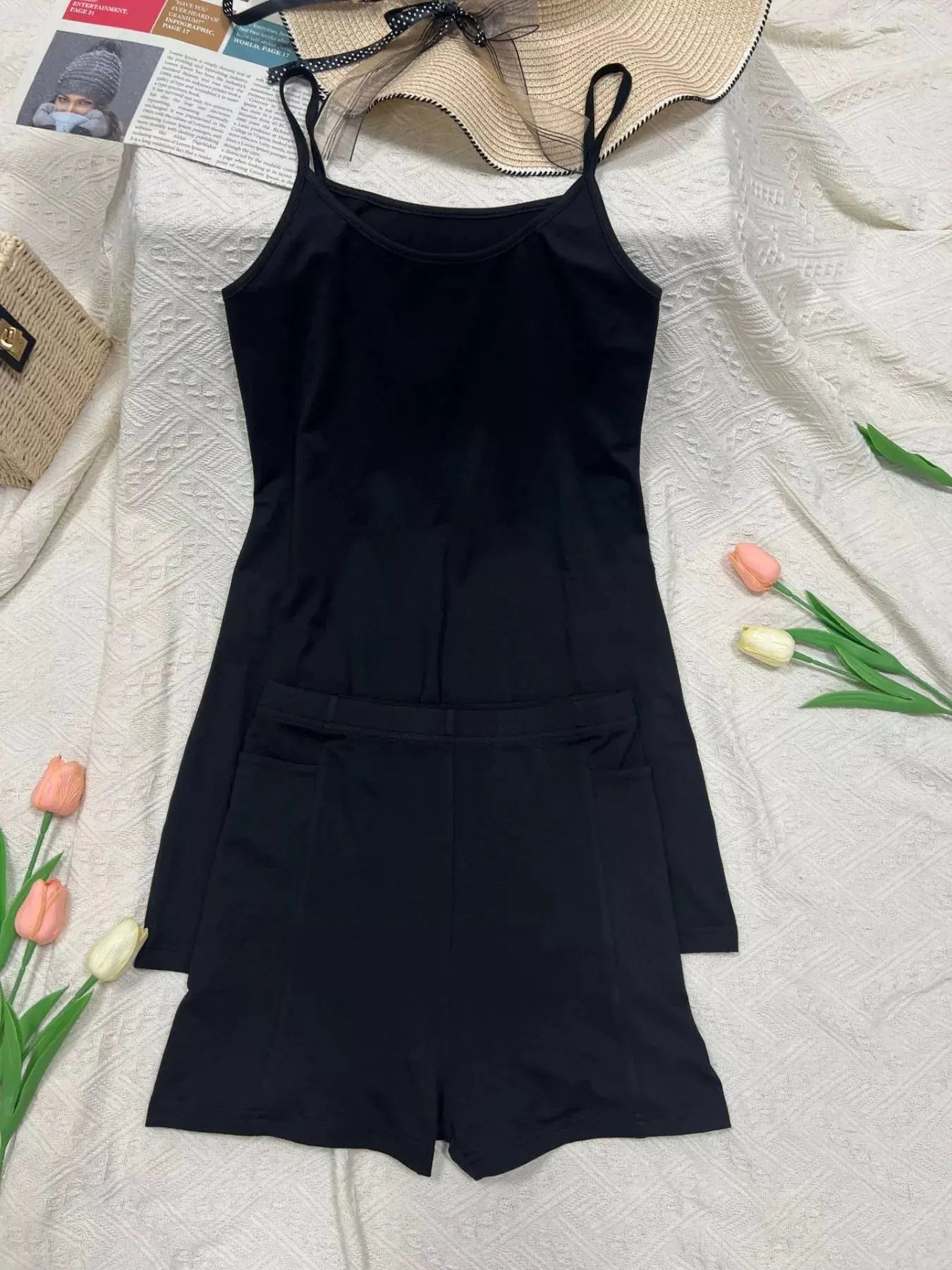 Scoop Neck Cami and Shorts Active Set by Trendsi