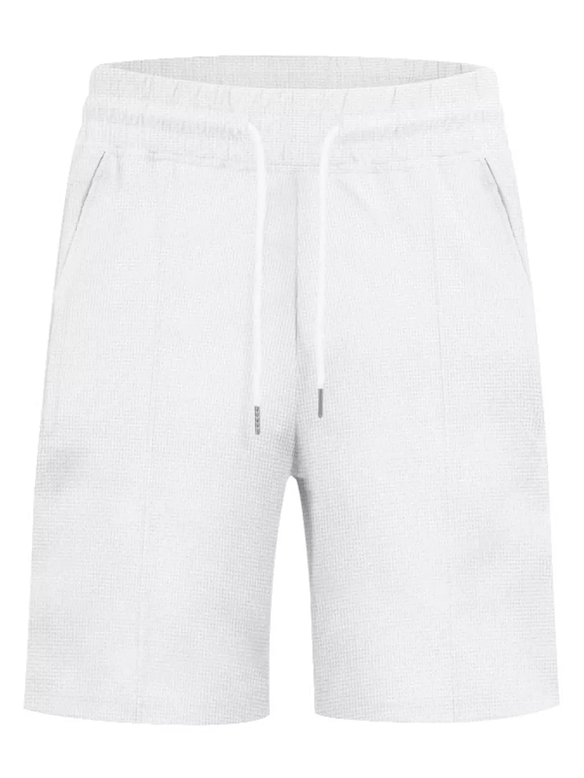 Men's Full Size Lace-Up Collar Casual Top and Shorts Set Plus Size by Trendsi