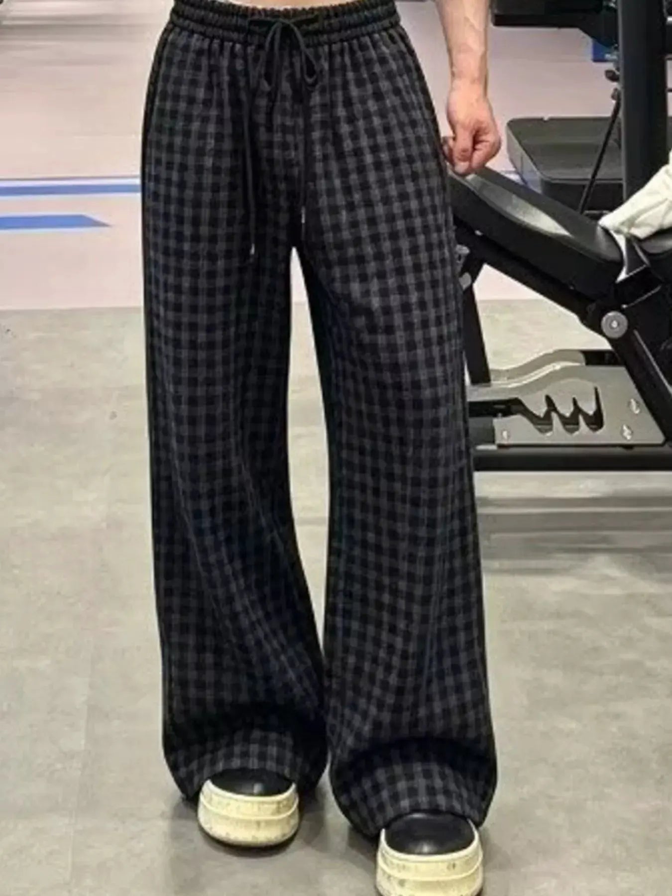 Men's Plus Size Plaid Wide-Leg Pants by Trendsi
