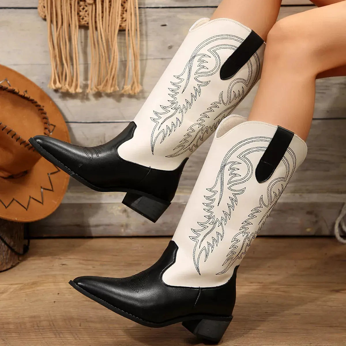 Point Toe Block Heels Boots by Partner Label