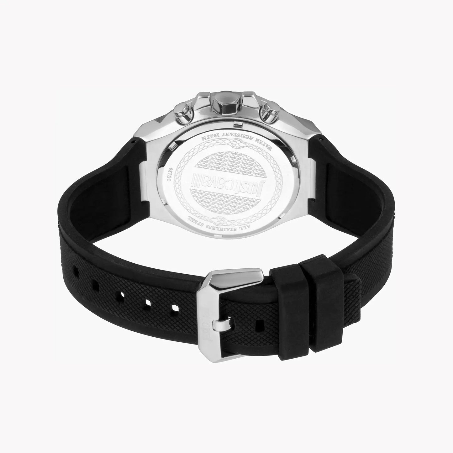 Just Cavalli Men's Silver Dial Watch, Black Silicone | Jc1g139p0015 by JUST CAVALLI