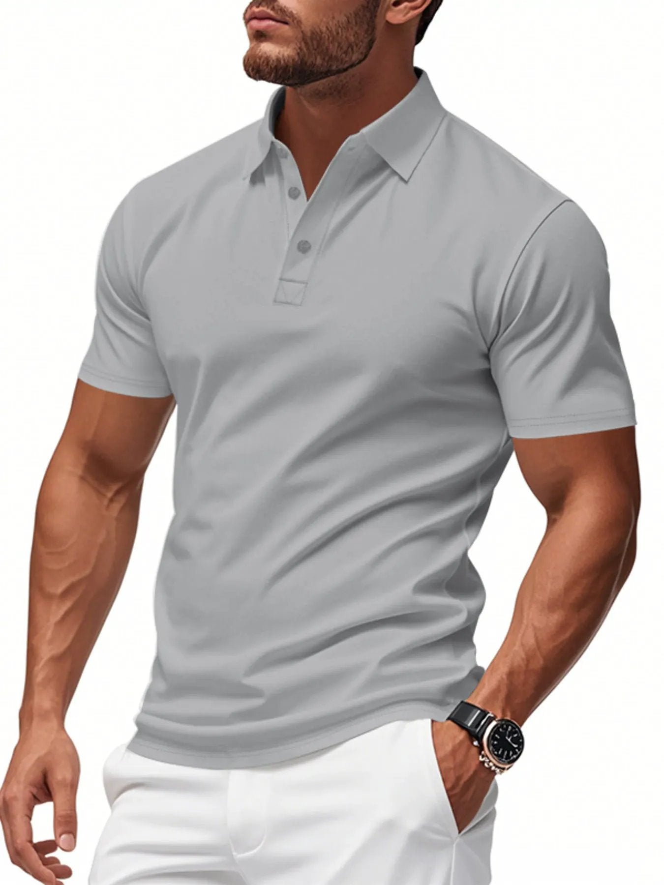 Men's Full Size Classic Fit Short Sleeve Polo Plus Size by Trendsi