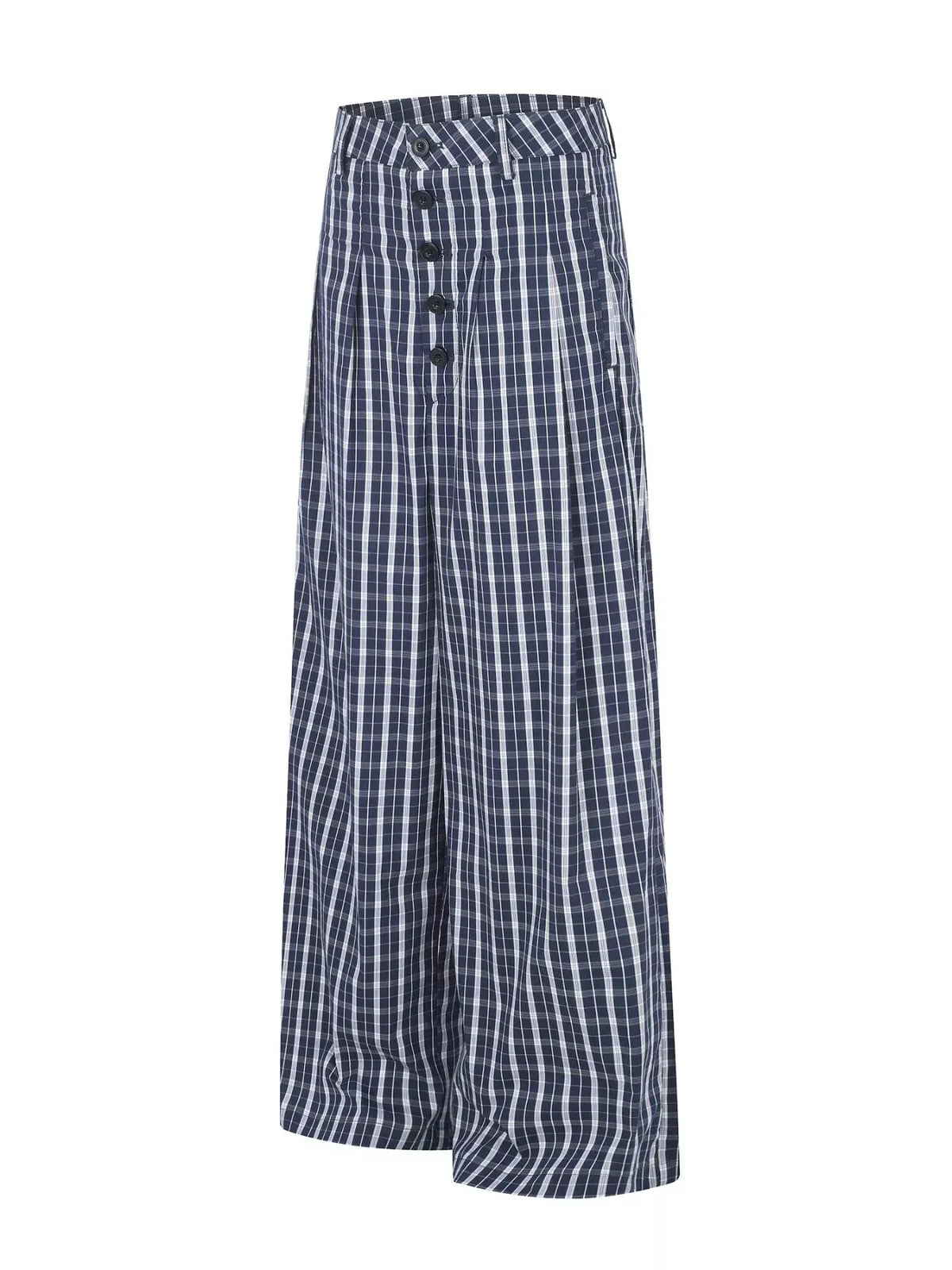 Men's Wide Leg Plaid Button-Front Pants by Trendsi