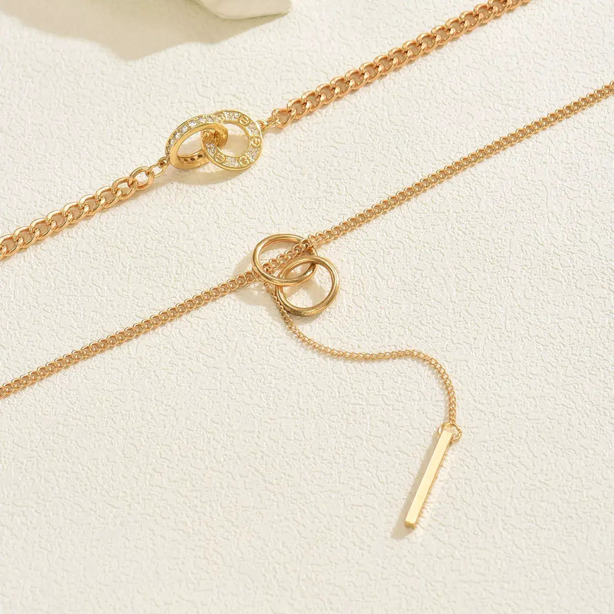 Double Layered Chain Y-Shaped Pendant Necklace by Partner Labels