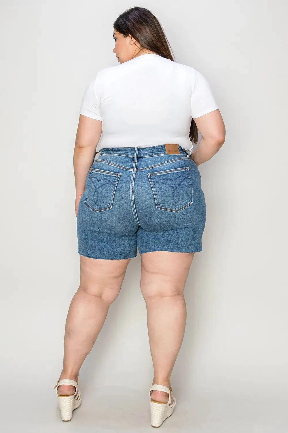 Judy Blue Full Size High Waist Slim Denim Shorts by Judy Blue