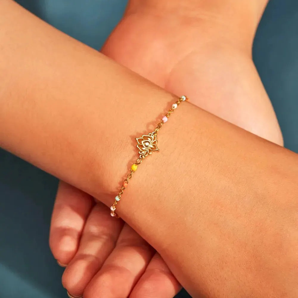 Lotus Shape 18K Gold-Plated Bead Bracelet by Partner Label