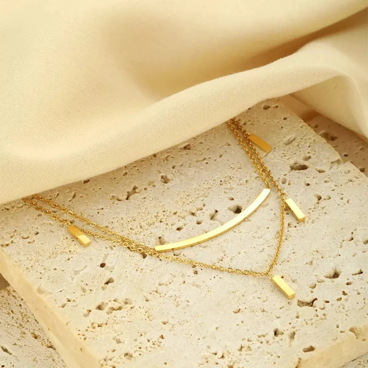 18K Gold-Plated Double Layered Necklace by Partner Label