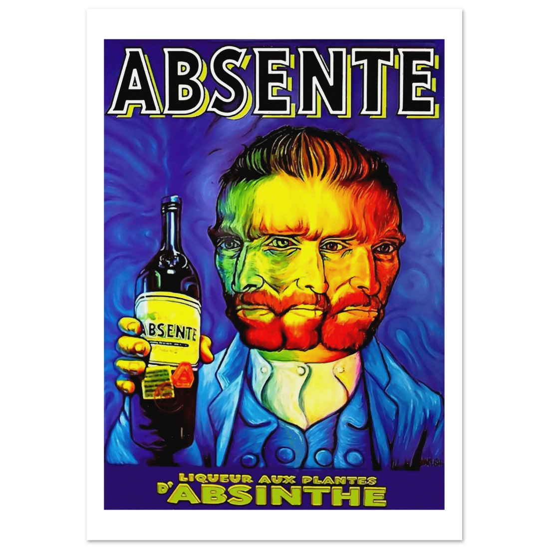 Absente, vintage Absinthe Liquor Advertisement with Van Gogh poster by Art-O-Rama Shop