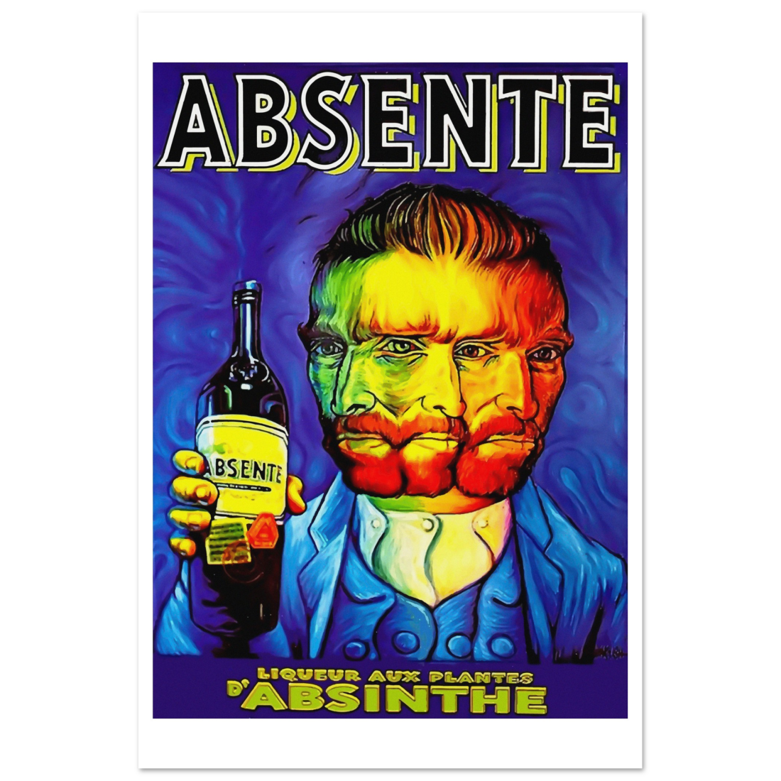 Absente, vintage Absinthe Liquor Advertisement with Van Gogh poster by Art-O-Rama Shop