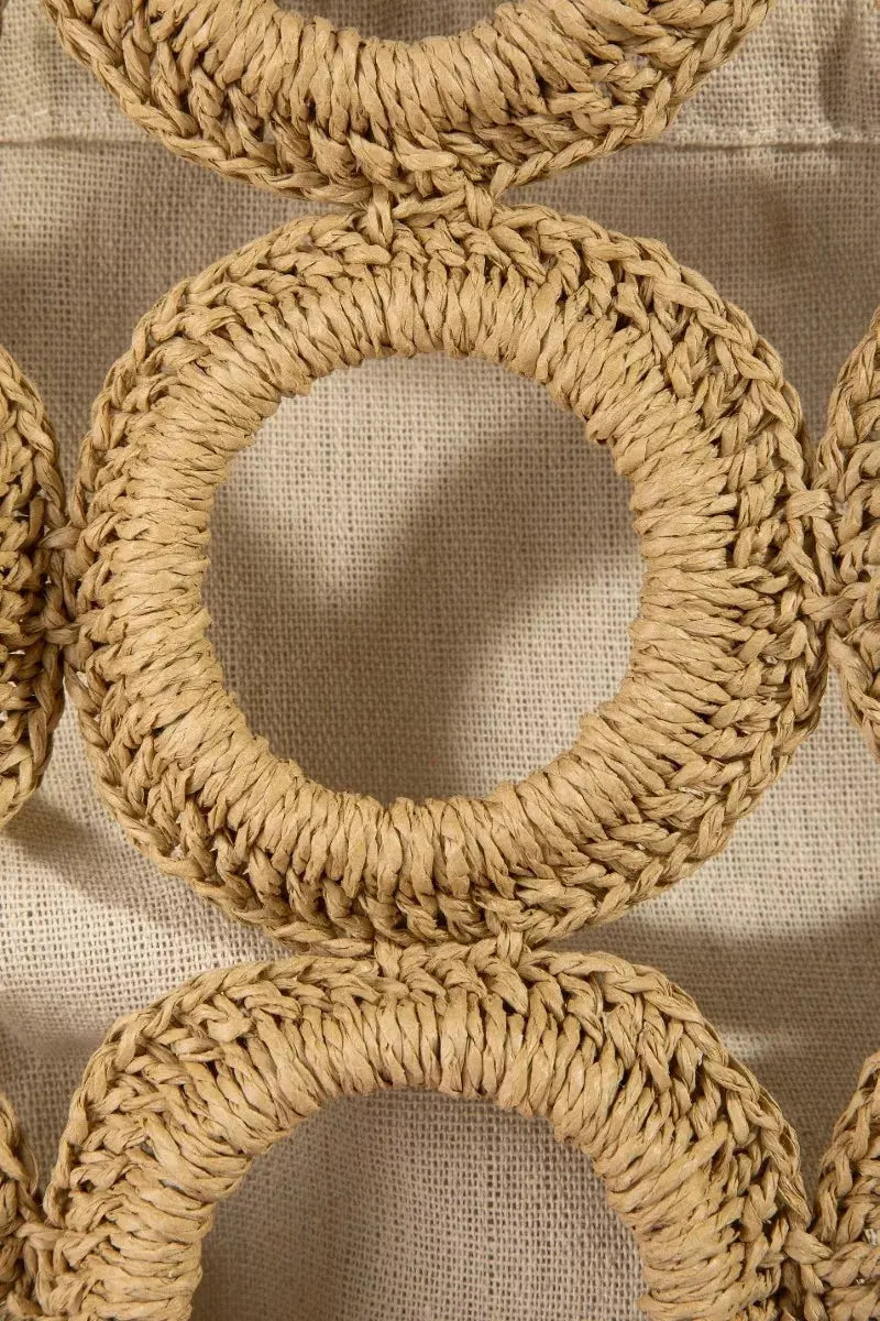 Fame Straw Round Pattern Mesh Hand Bag by Partner Label