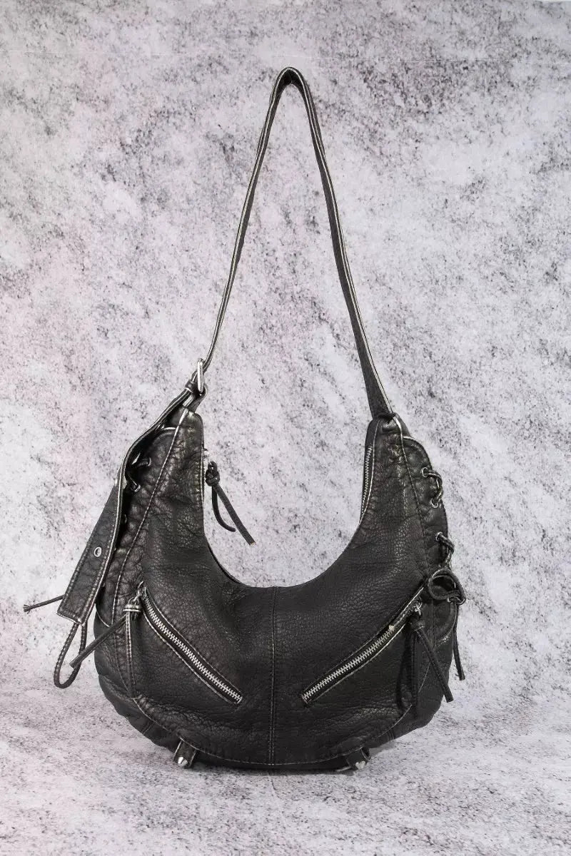 Fame Larger Leather Crescent Shoulder Bag by Partner Label