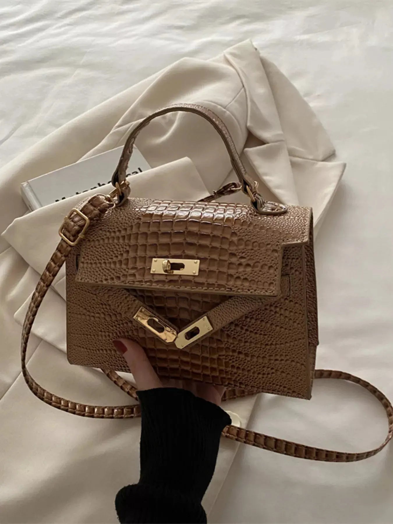 Embossed Flap Crossbody Bag by Partner Label
