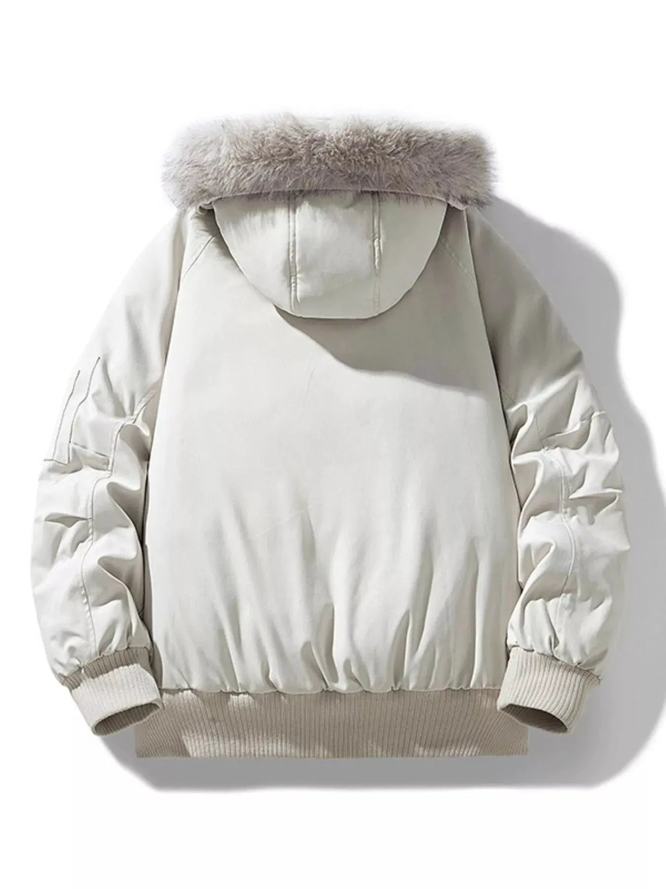 Men's Plus Size Faux Fur Hooded Padded Bomber Jacket by Partner Label