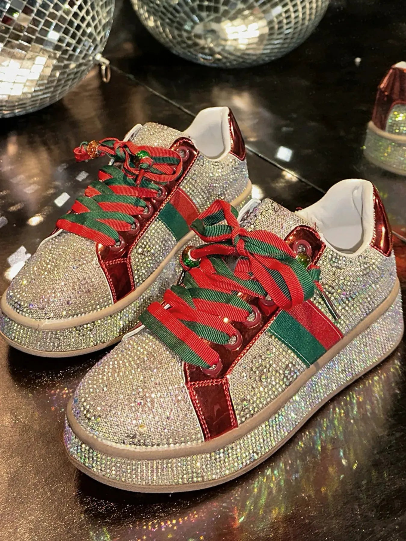 Rhinestone Round Toe Sneakers by Partner Label