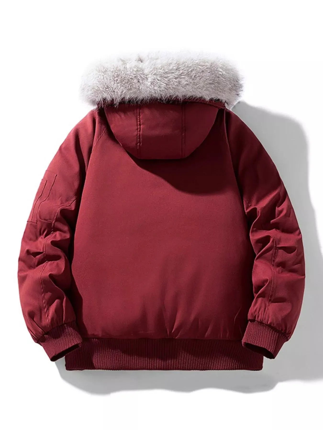 Men's Plus Size Faux Fur Hooded Padded Bomber Jacket by Partner Label