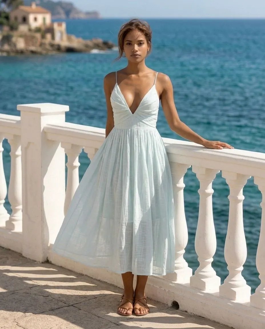 Adeli V Neck Midi Dress by Akalia