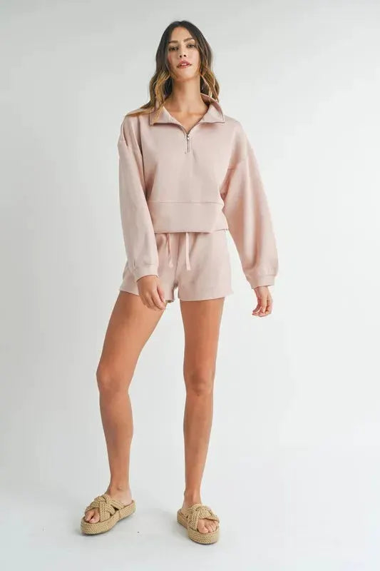 MABLE Half Zip Sweatshirt and Shorts Set by MABLE