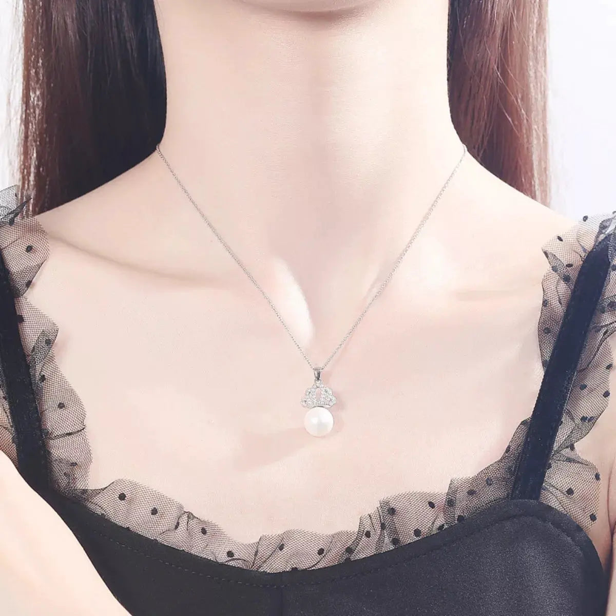 Crown Pearl Pendant Necklace by Partner Labels