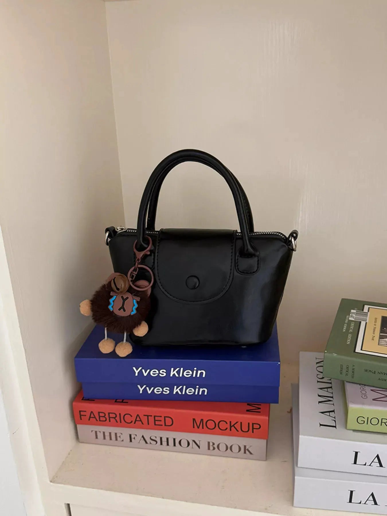 Two-Tone Flap Decor Crossbody Bag with Charm by Partner Label