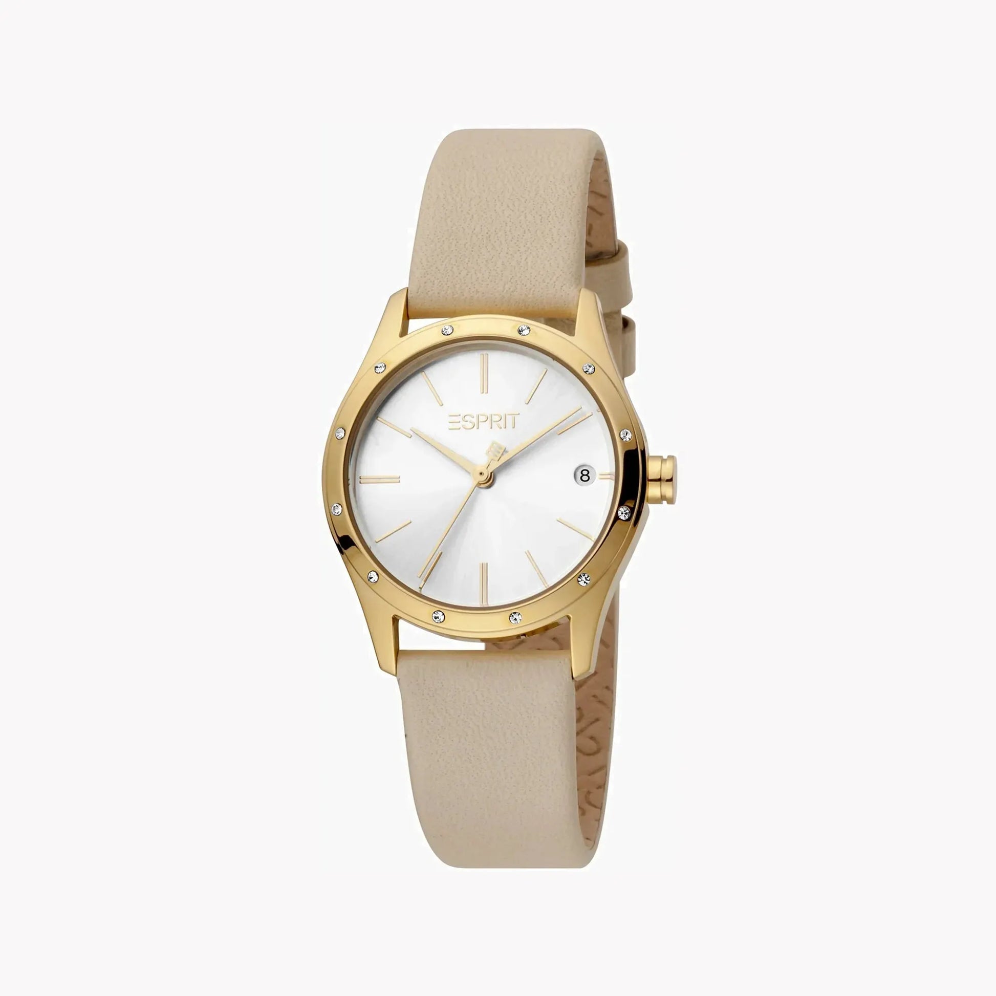 Esprit Women's Beige Leather Watch, Silver Dial | Es1l084m0015 by ESPRIT