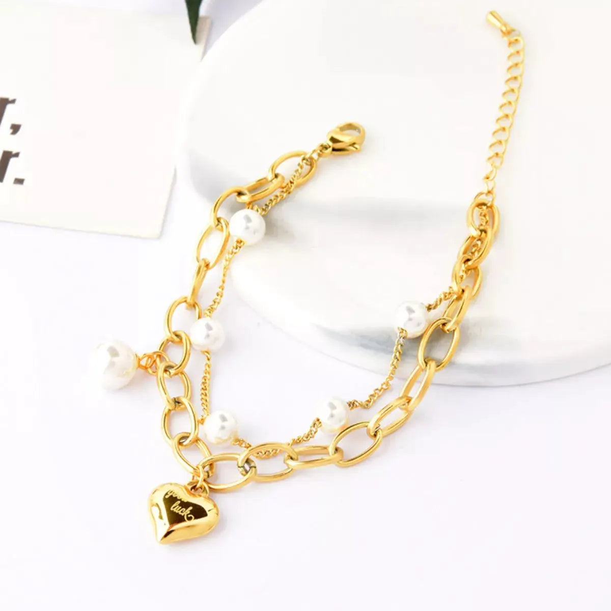 18K Gold-Plated Heart Charm Bracelet by Partner Label
