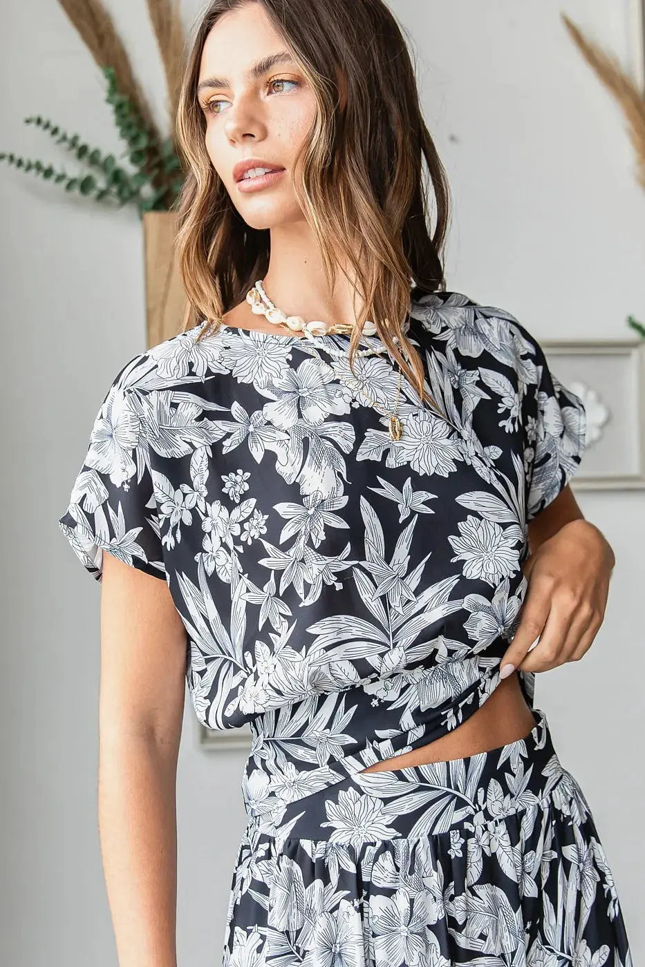 Mittoshop Tropical Print Top and Skirt Set by Mittoshop